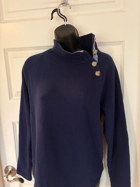 J. Crew Navy Button-Shoulder Cowl Sweatshirt